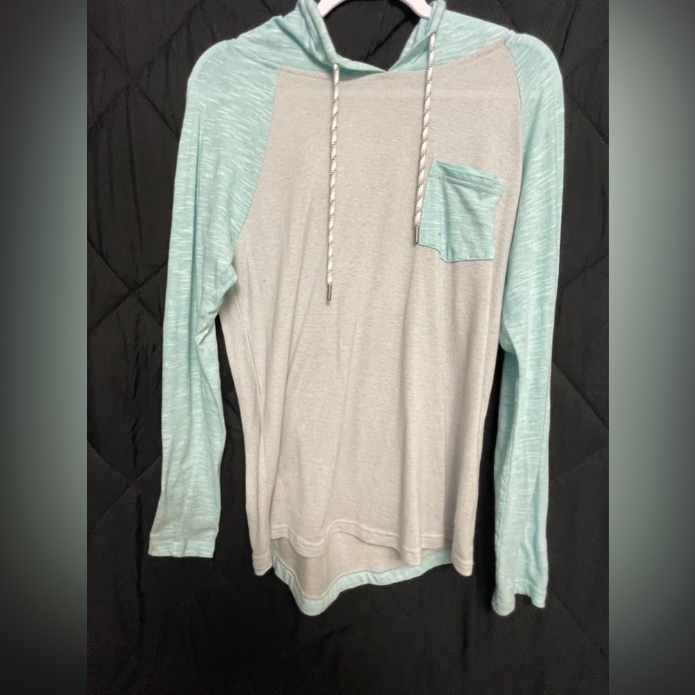 Stylish Light Cyan and Gray Men's Hoodie